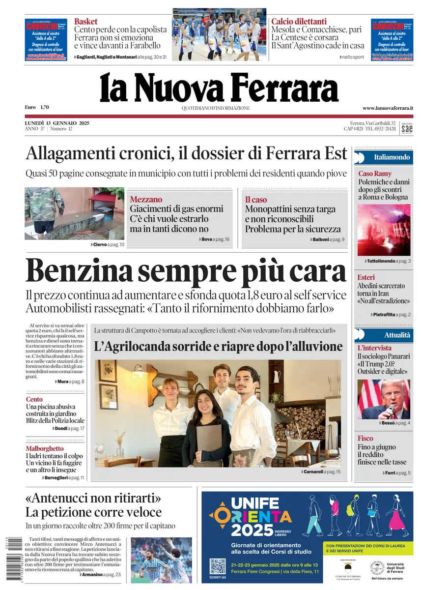 Prima-pagina-nuova ferrara-oggi-edizione-del-2025-01-13